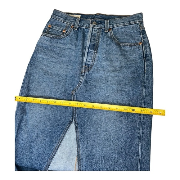LEVI’S WOMEN DECONSTRUCTED MIDI SKIRT  Blue Denim size 26 US Equivalent: Small - Picture 4 of 12